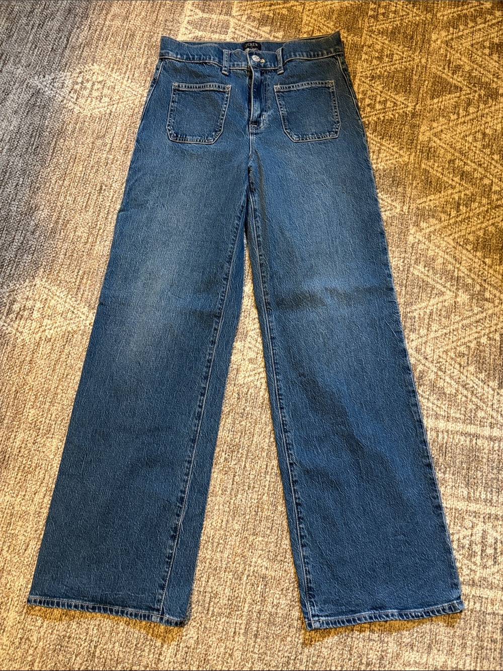 J. Crew Factory Dark Blue Wide-Leg Jeans